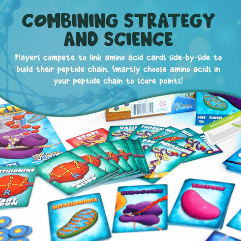 Genius Games Peptide: A Protein Building Game | A Strategy Card Game with Accurate Science for Gamers and Teachers |