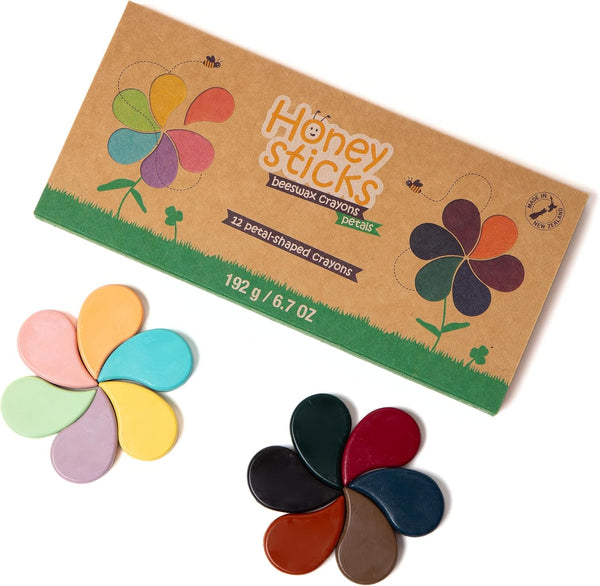 Honeysticks Flower Shaped Beeswax Crayons (12 Pack) - Non Toxic Crayons Made
