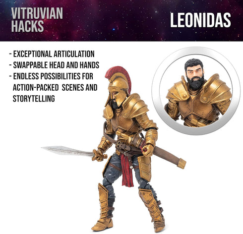 V3 1:18 Boss Fight Studio Vitruvian H.A.C.K.S. Fantasy Series - Leonidas Action Figure - Highly Articulated Collectible