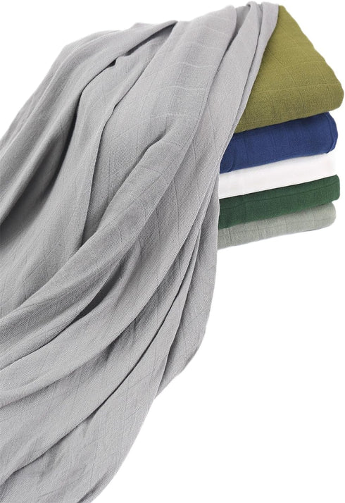 Hollyoo 100% 47''x47'' Muslin Swaddle Blanket, Viscose Made from Bamboo Solid Gray Unisex Swaddle Wrap, Soft Silky