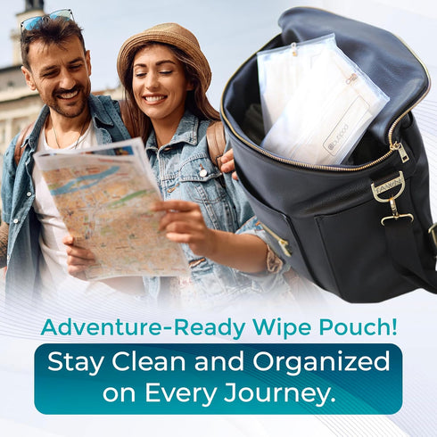 the buti-bag co Set 2 Butipods Reusable Travel Wipes Case - Portable Moisture-Retaining Pouch, Slim Holder