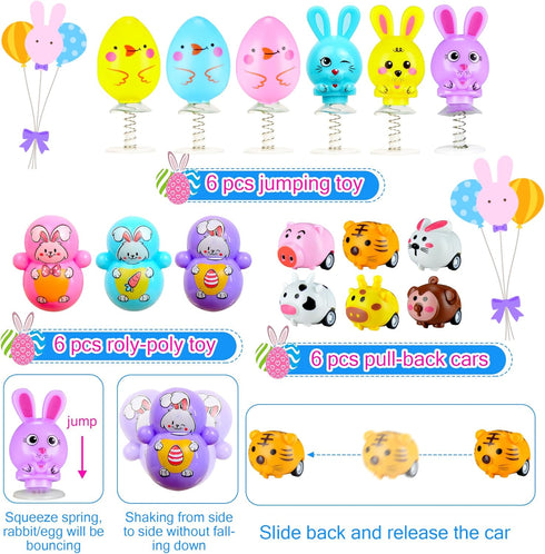 100 Pack U-Goforst Easter Egg Fillers, Easter Basket Stuffers for Kids Boys Girls, Easter Party Favors Assorted Toys