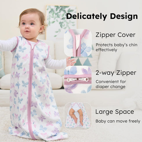 6-12 100% 0.5 1 Pack Baby Sleep Sack months, Cotton Sleep Sack for Newborn, Wearable Blanket Baby, Tog Lightweight