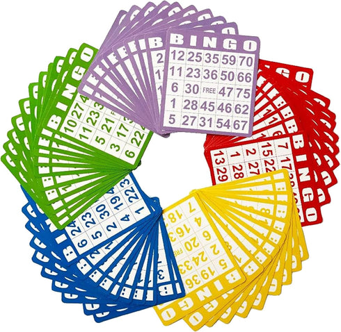 Yuanhe 50 Bingo Game Cards - Bingo Set for Kids Party, Paper Card Games for School and Family Activities