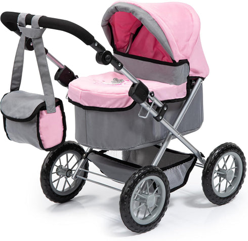 Bayer Design Baby Doll Trendy Pram in Grey/Pink, 67 x 41 x
