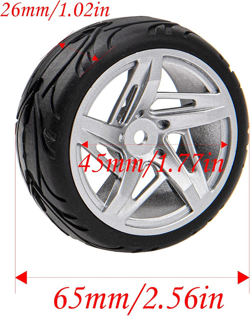 5-Spoke 12mm Hex Hub Wheel Rims & Rubber Tires Compatible with HSP Tamiya HPI Kyosho 1/10 On-Road Touring Car