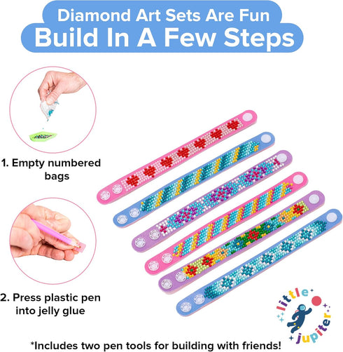 Diamond Art Bracelet Kit, Includes 6pcs for Girls, Kids Diamond Art Kits for DIY Bracelet Making