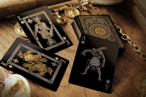 Gent Supply Plastic Waterproof Mythical Creatures II Playing Cards - Black Silver & Gold Edition