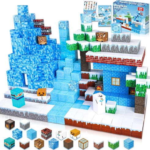 Magnetic Blocks - 100PCS Build Frozen Castle Magnet World, Magnetic Toys for Montessori Toddler Christmas Birthday Gifts