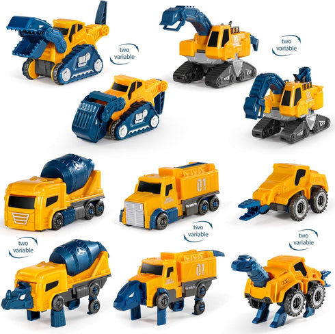 Set 5Pcs 5-in-1 MIEBELY Toddler Robot Construction Vehicles Transforming Robots for Kids - Magnetic Toys with Sturdy