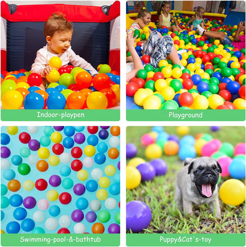 Ball Pit Balls, Phthalate Free BPA Free Crush Proof Plastic, 7 Bright Colors with Reusable Storage Bag