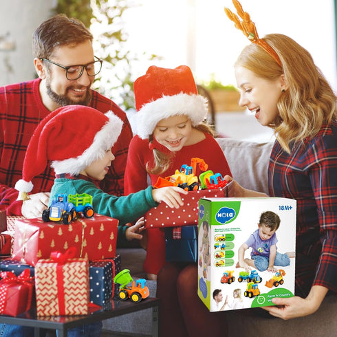 HOLA Toys for 1 Year Old Boy Birthday Gift - 4 PCS Toy Trucks, 4WD Friction Power Car Toys for 2 Year Old Boy