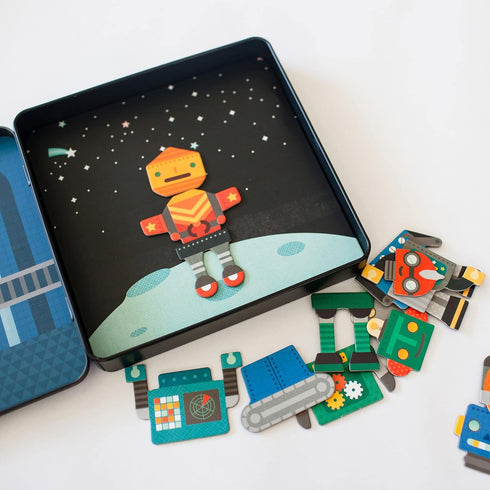 Petit Collage Magnetic Play Set, Robot Remix - Mix & Match Game Board for Ages 3+