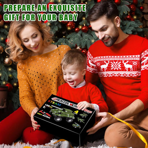 Model Building Kits, Metal Military Toys Model Kit, 4 in 1 Erector Sets for Boys Age 8-12