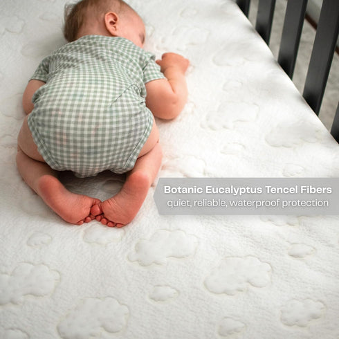 PUREgrace Crib Mattress Protector Eucalyptus Tencel Fiber Waterproof Breathable Baby Mattress Pad Cover with Corner