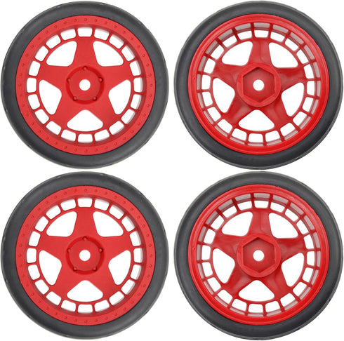 ShareGoo RC OD 2.55" Nylon 12mm Hex Wheels & Rubber Tires Set for Traxxas Tamiya Sakura HSP Redcat 1/10 RC On-Road