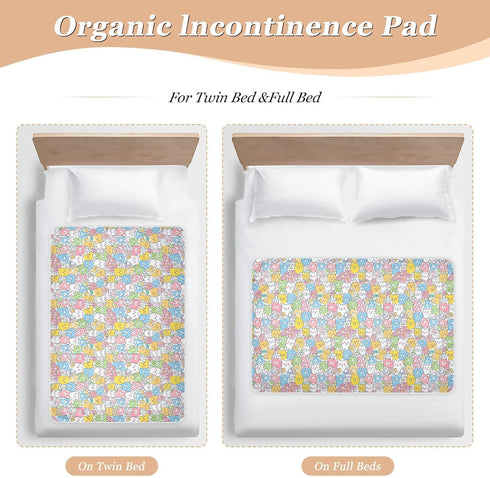siphylline 52" 34" Colorful Cartoon Cats Extra Large Resuable Toddler Mattress Pads Highly Absorbent Pads for Bed