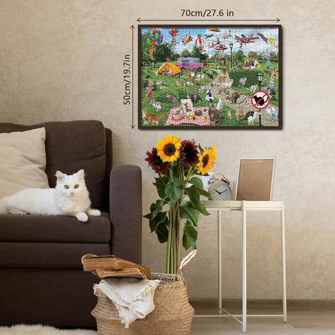Park Cat Puzzle - 1000 Piece Puzzle for Adults - Kitty Pooping Puzzle as Funny Prank