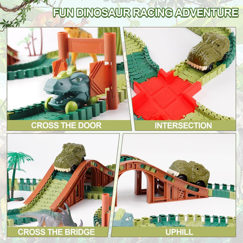 GIAT Dinosaur Track Toys, Best Birthday Gifts for 3-7 Year Olds, Dinosaur Race Car Track with Light & Sound