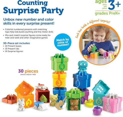 Learning Resources Counting Surprise Party Toy, Fine Motor, Counting & Sorting for Ages 3+ Homeschool