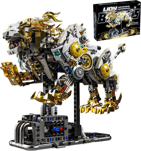 CSNRHG Mechanical Lion Building Block Toy Set Futuristic Mechanical Beast Model with Movable
