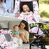 2 Floral Baby Carseat Cover Girls, Pea Pod Infant Car Seat Covers Canopy for Newborn with Layers Windows of Breathable