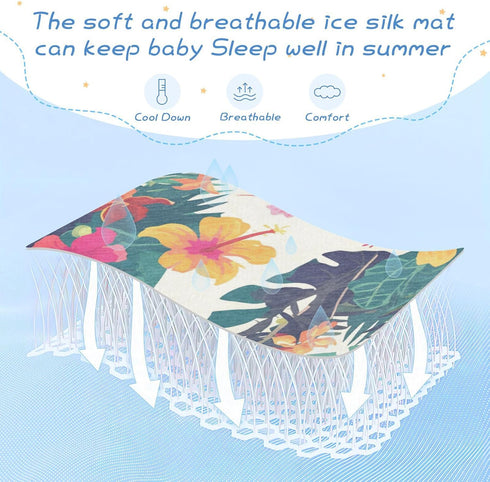 SyXIOP Summer 28" 52" Tropical Plants Cooling Baby Waterproof Crib Mattress Cover x Washable Bed Pads for Baby&Toddler