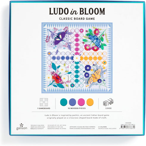 Galison Ludo in Bloom – Floral Version of Classic Ludo Board Game for Family Game Night, 2-4 Players