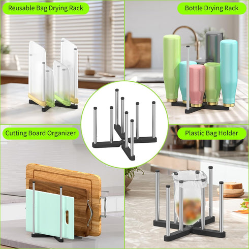 Retractable Bottle Drying Rack, Foldable Baby Bottle Drying Rack, Collapsible Draining Rack for Reusable Bag, Cutting
