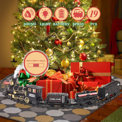 Set, Set Sets 3 4 5 6 7 8 BainGesk Train Christmas Train with Steam, Lights and Sounds, Train for Around The Christmas