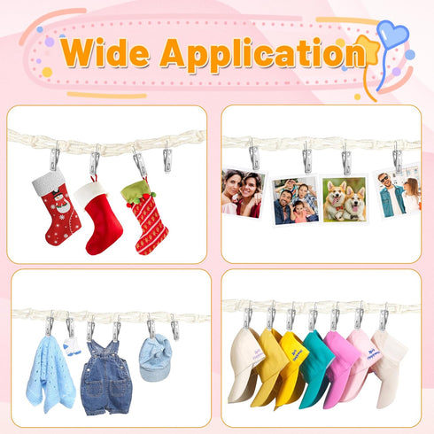 2pcs Stuffed Animal Storage Chain - Boho Stuffed Animal Hammock with 40pcs Metal Clips, Hanging Storage for Kids