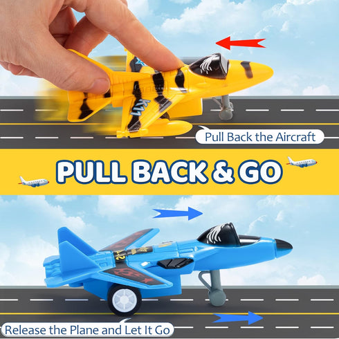 16 Playset, 3+ JOYIN Pcs Pull Back Airplane Toys, Boys Plane Aircraft Incl Helicopter, Fighter, Bomber, Gifts