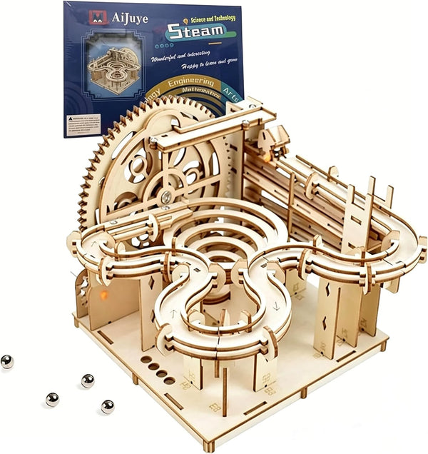 AIJUYE 3D Wooden Puzzles for Adults Marble Run Kit - 159pc 4 Steel