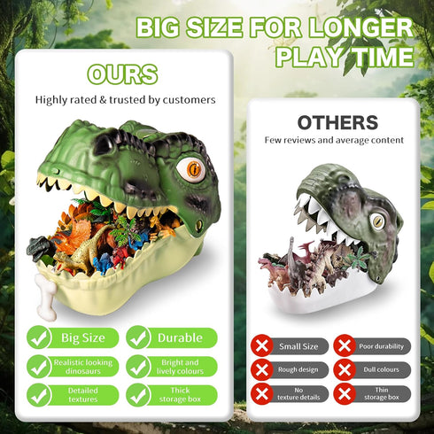 3-5,45PCS Playset Dinosaur Toys for Kids Realistic Jurassic Dinosaurs Figures with Eggs&Trees&Fence to Create a Dino