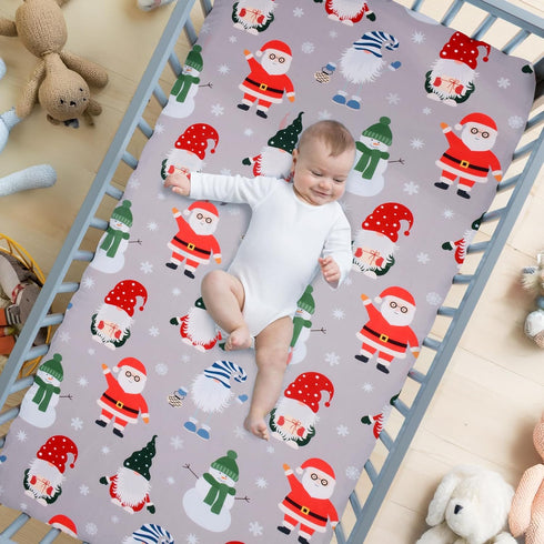 Cozy 52x28 inches Christmas Crib Sheets Boy, Baby Sheets Fitted Crib Christmas Sheets Breathable Fits Standard Size