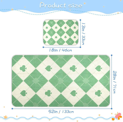 SyXIOP 28" 52" Greem Beige Poker Cooling Baby Waterproof Crib Mattress Cover x Ultra Soft Pee Pads for Kids, Adult