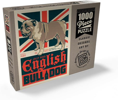MyPuzzle English Bulldog, Vintage Poster - Premium 1000 Piece Jigsaw Puzzle for Adults