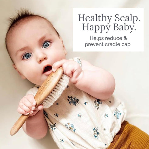 Natemia Wooden Baby Hair Brush & Comb Set, Soft Bristle for Newborns, Perfect Baby Shower Gift