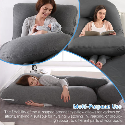 Wodsfay -65 Inch 65inch) U-Shaped Pregnancy Pillow for Sleeping, Full Body Support for Back, HIPS & Belly Maternity