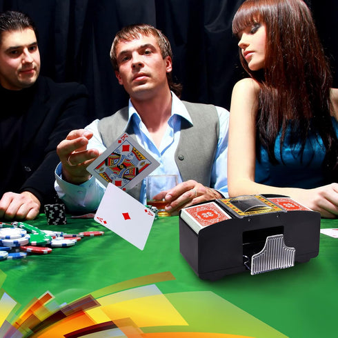 Automatic Card Shuffler - Electronic Casino Poker Shuffling Machine - Battery Operated for 2/4/6 Decks