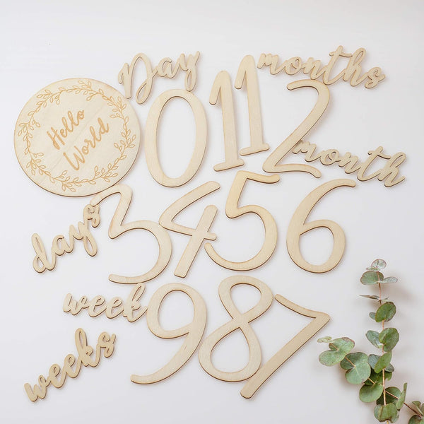 Baby Milestone Numbers | Baby Photo Props Wooden | Newborn Birth Announcement Card Wooden