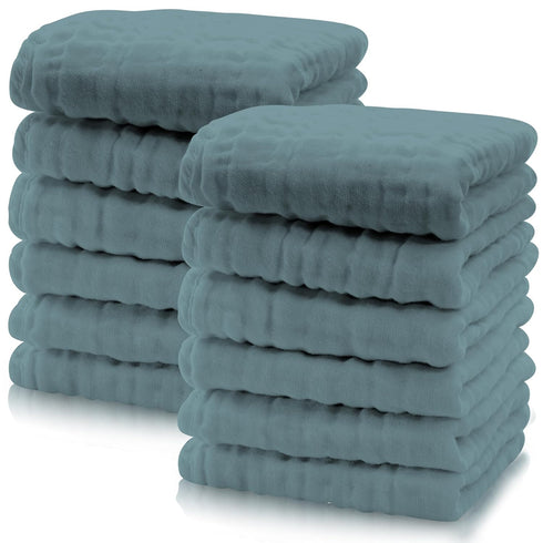 Cute Castle 12 Pack Muslin Baby Washcloths - Large 12'' by 12'' - Ultra