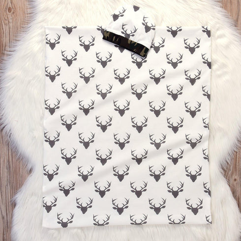 Soft Newborn Baby Deer Print Blanket, Bedding Wrap, Swaddle Blanket, Bath Towel + Hat