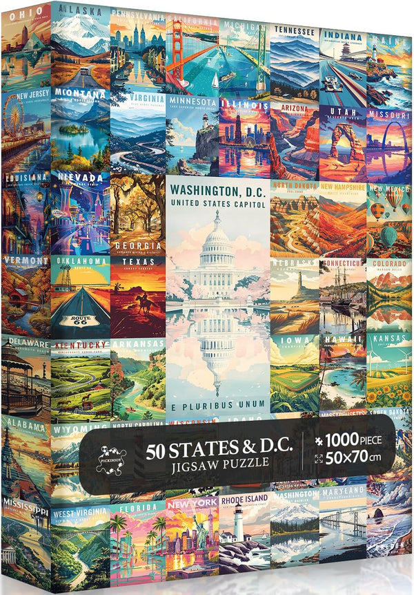 pickinjoy 50 States & Washington, D.C. Jigsaw Puzzles for Adults 1000 Pieces, United