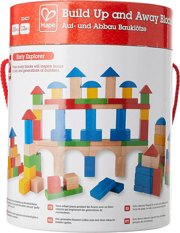 Award Winning Hape Kid's Wooden Building Block Set - 100 Pieces