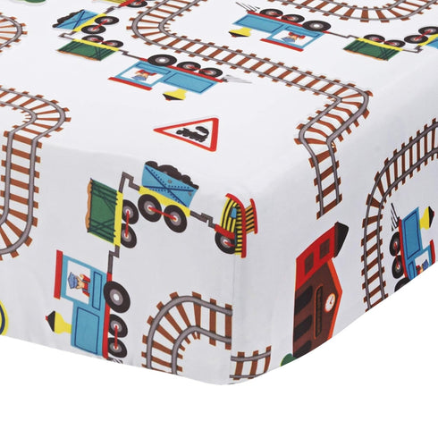Everyday Kids 2 Pack Fitted Boys Crib Sheet, 100% Soft Breathable Sheet, Fits Standard Size Crib Mattress, Train/Light