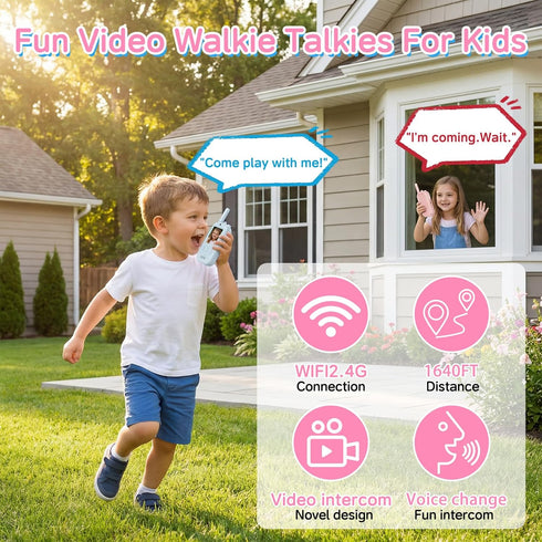 AnKangEra 2-Way 2 Pack 3-12 Video Walkie Talkies for Kids with Screen, Real-Time Video Call Toy, Long Range Kids Walkie
