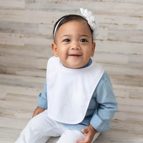 Neat Solutions 2-Ply Knit Terry Feeder Bibs, Solid Color, White, 10 Count (Pack of 1)