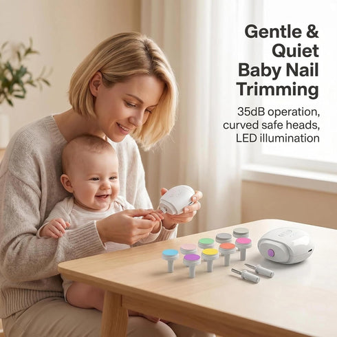 WHYLHJ Trimmer Electric Nail File & for Seniors & Babies Rechargeable Quiet LED Light Built-in Storage Multiple Speeds