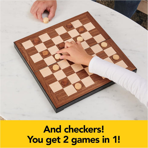 Classic Legacy Deluxe Chess & Checkers Set for 2 Players | Includes Folding Board & Solid Wood Pieces | Ages 8+